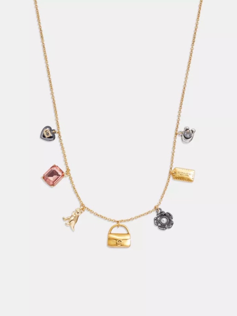 Coach charm mini handbag necklace